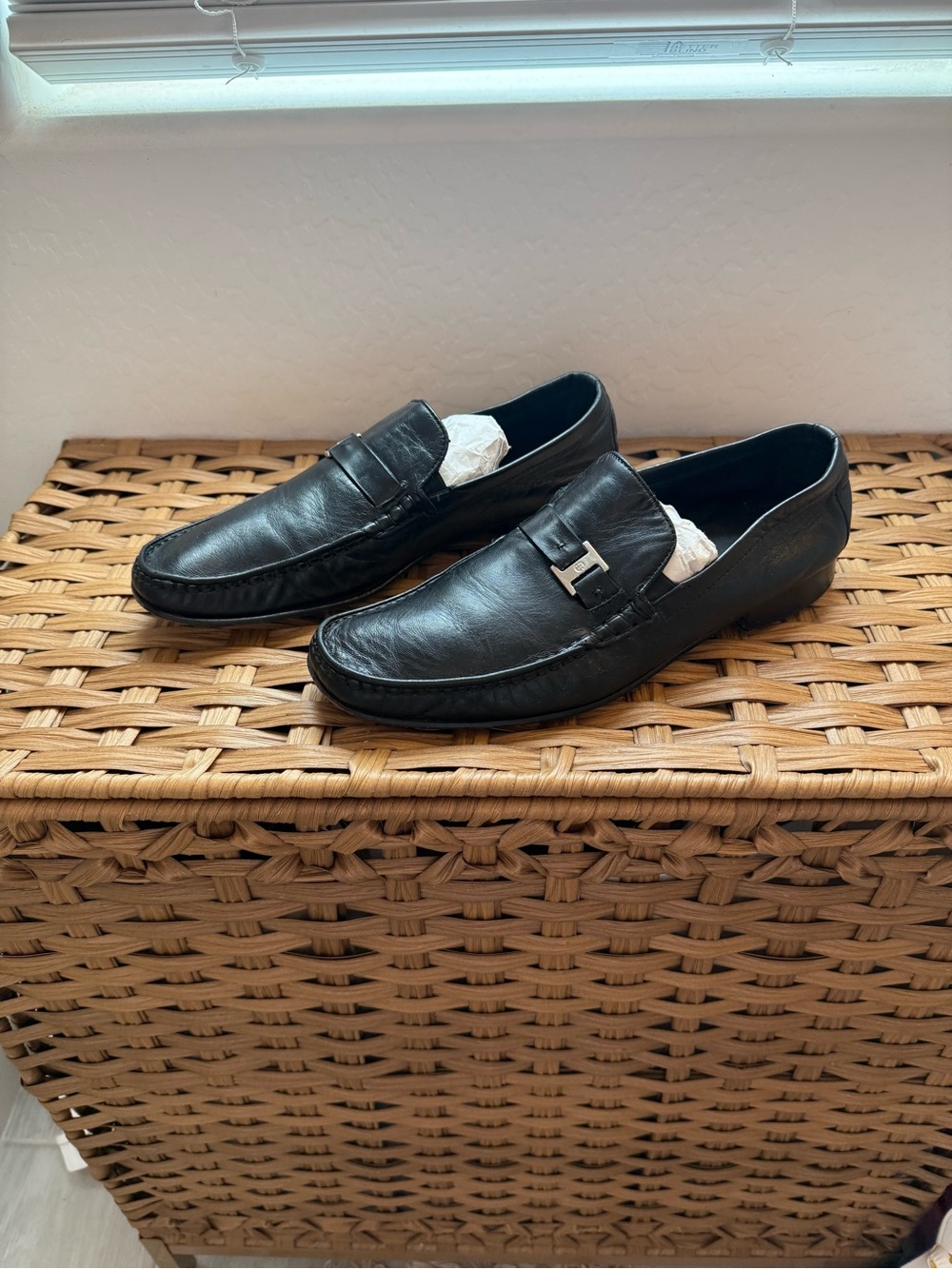 Broletto Italy Men Black Buckle strap slip on Loafer, Size 10M